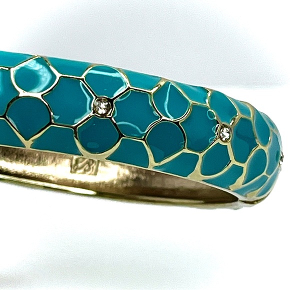 Tommy Bahama B28439 Blue Enamel Bangle Bracelet Curacao Moroccan Tile Gems Gold - Picture 6 of 13